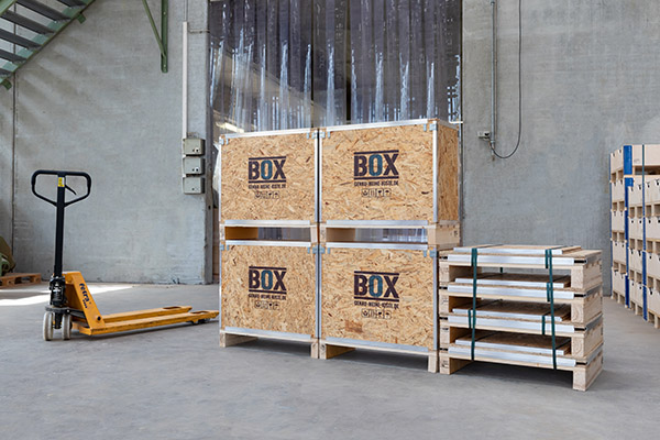 Holzverpackungen - Transportkisten aus Holz - Verpackungskisten aus Holz - Exportkisten SMART  - 4x aufgebaut - 4x als Modul